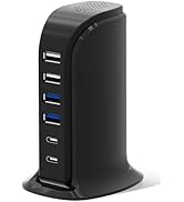 USB Charger, Charging Station for Multiple Devices 45W, Fast Charging Blocks with Dual Type C Por...