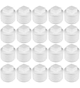20Pcs White 1/2 Inch PVC Pipe Male Thread Plug, PVC Male Threaded Pipe End Cap, PVC Male Thread P...