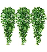 Ageomet 3pcs Artificial Hanging Plants, 3.6ft Fake Hanging Plant, Fake Ivy Vine for Wall House Ro...