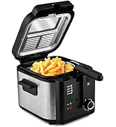 Pukomc Electric Deep Fryer with Basket,Adjustable Temperature Frying Pot for Home Use,Removable L...