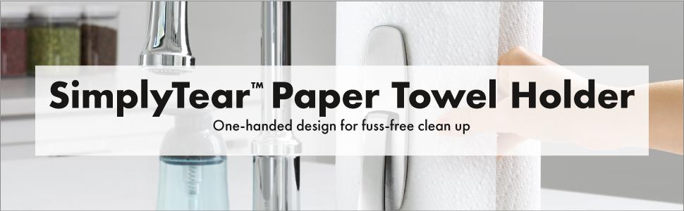 OXO Good Grips SimplyTear Standing Paper Towel Holder, Brushed Stainless Steel