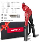 WETOLS Rivet Gun with 120 Rivets, Hand Rivet Tool 360° Swivel Head Pop Rivet Gun Kit with 4 Manua...