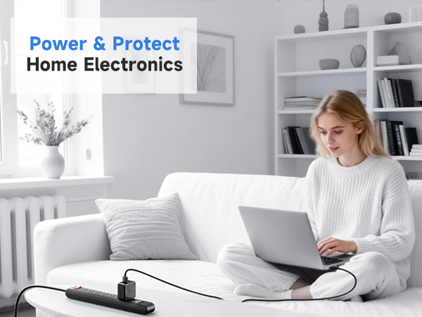 Cable Matters 2-pack surge protectors with six outlets, USB ports, and long cords.