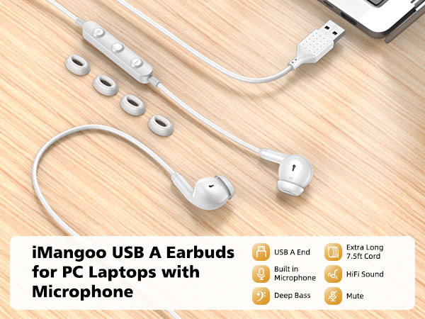 usb earbuds for computer pc laptop