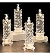 SupBri Rose Shadow LED Flameless Candles, 4pcs Romantic Battery Operated Candles Pillar Led Candl...
