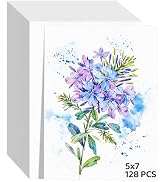 128 Sheets Watercolor Paper 5x7, 140lb/300gsm Cold Press Watercolor Paper Bulk, Cotton Water Colo...