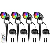 12W RGBW Color Changing Landscape Lights - Low Voltage LED Landscape Lighting, Remote Control Spo...