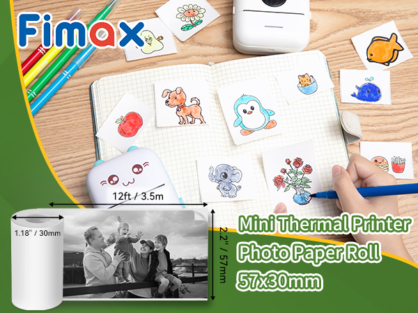 mini printer 57mm thermal paper sticker