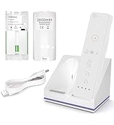 Wii Remote Charger, 2 in 1 Charging Station Charger Dock with 2 Pack 2800mAh Rechargeable Battery...