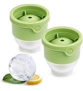 SpaceTime 2 Pack Ice Cube Tray with Lid,2.36" Large Round Ice Ball Mold for Whiskey,Cocktails &amp; D...