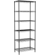 VANZBON 6-Tier Wire Shelving, Wire Shelving Unit, Kitchen Metal Shelves, Storage Rack with Adjust...