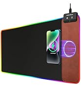 RGB Gaming Mouse Pad with Wireless Charging 10W, 31.5"x11.8"x0.12" Extended Large Desk Mat Protec...