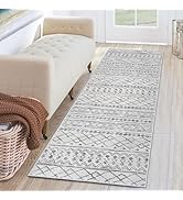 KUTA Moroccan Washable Runner Rug, 2x6 Non-Slip Vintage Grey Boho Hallway Runner Kitchen Runner R...
