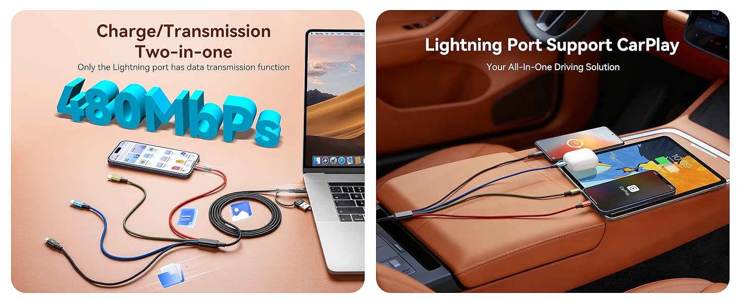 3 in 1 charging cables for all devices micro usb cable charging cords for iphone 2 in 1 charger cord