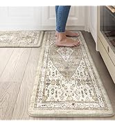 Collive Boho Kitchen Mats for Floor 2 Piece, Cushioned Anti Fatigue Kitchen Floor Mat Non-Skid Wa...