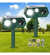 2 Pack Solar Ultrasonic Animal Repellent Outdoor 2024 Deer Repellent Devices Waterproof Deterrent...