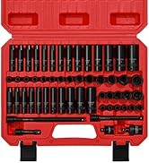 CASOMAN 55PCS 1/4-Inch Drive Impact Socket Set, Shallow &amp; Deep, 5/32 Inch - 9/16 Inch, 4mm - 15mm...