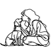 DICYWUDI Black Metal 15 * 11.8 inch Women And Dogs Wall Decor – Minimalist Wall Art for or Indoor...