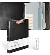 Ospelelf 3 Ring Binder with Clipboard 1 Inch Leather Binder for Letter Size (8.5" x 11"), Clipboa...
