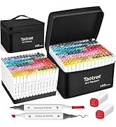 Taotree Alcohol Markers 168 Colors with Case &amp; Holders, Dual Tips Art Coloring Markers Pens, Chis...