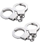 Warmtree 2 Pcs Mini Handcuffs Metal Keychain Keyring, Silver