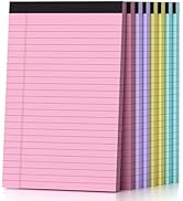 Gehanfai 8 Pack Legal Pads 5 x 8 Inch Narrow Ruled Note Pads, Colored Perforated Notepad 5 x 8 Li...