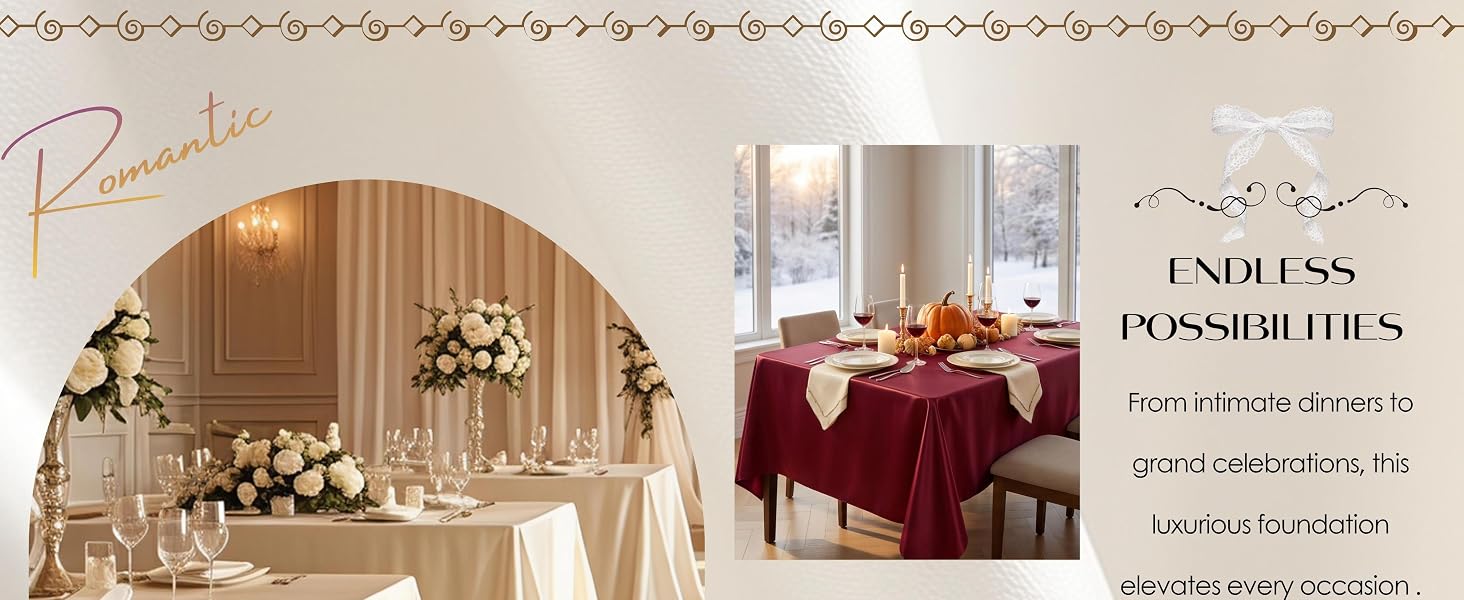 reusable satin tablecloths