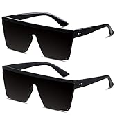 LYZOIT Square Oversized Sunglasses for Women Men Big Flat Top Fashion Shield Large UV Protection ...