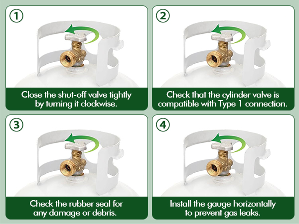 Propane Tank Gauge Level Indicator, Propane Gas Gauge for LP Propane Tank 5LB-40LB with QCC1/Type