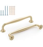 Gzzvo 10 Pack Brushed Gold Cabinet Pulls for Drawers, 5 Inch(128mm) Hole Center Kitchen Cabinet H...