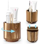 UJQSUN Toothbrush Holders for Bathrooms,Toothbrush Cup,Wooden Bathroom Cup with Rotation,Bathroom...