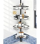 Unokit Corner Shower Caddy Tension Pole - 4 Tier Rustproof Stable Bathroom Organizer Shelves for ...
