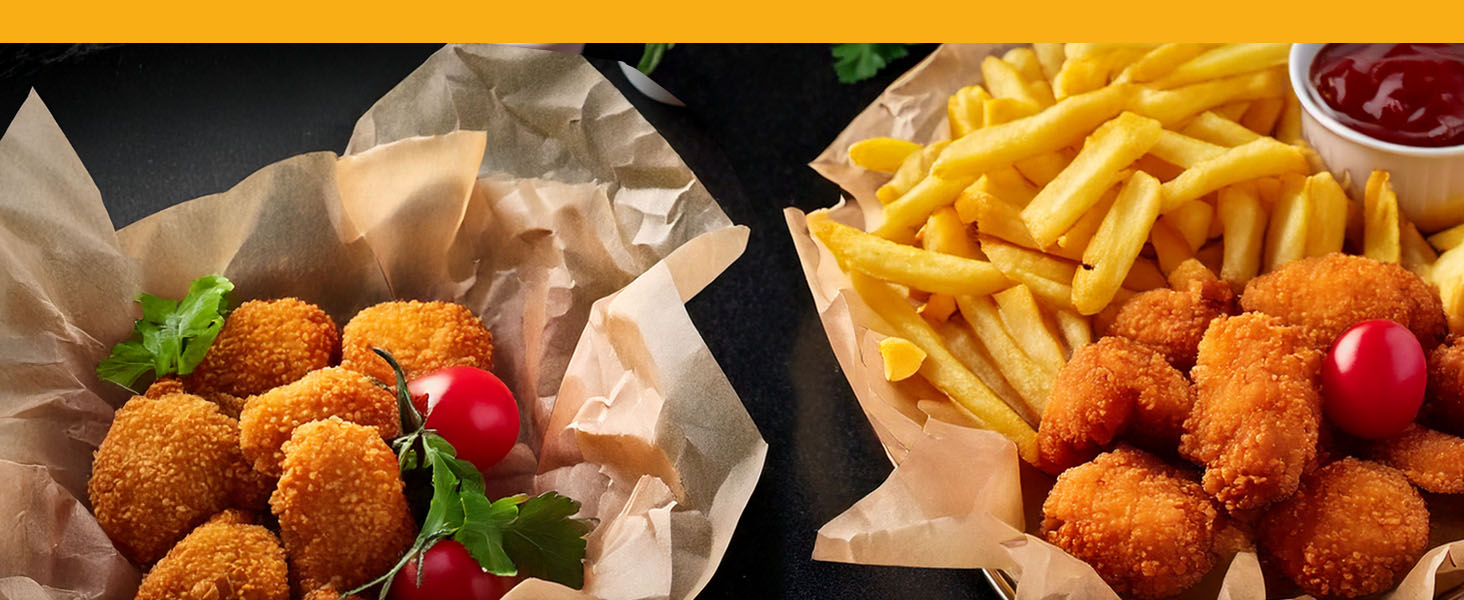 Parchment paper with cutter allowing quick, straight cuts for efficient food prep.