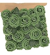 N&T NIETING Roses Artificial Flowers, 25pcs Artificial Flowers Foam Flowers with Stems for DIY Ca...