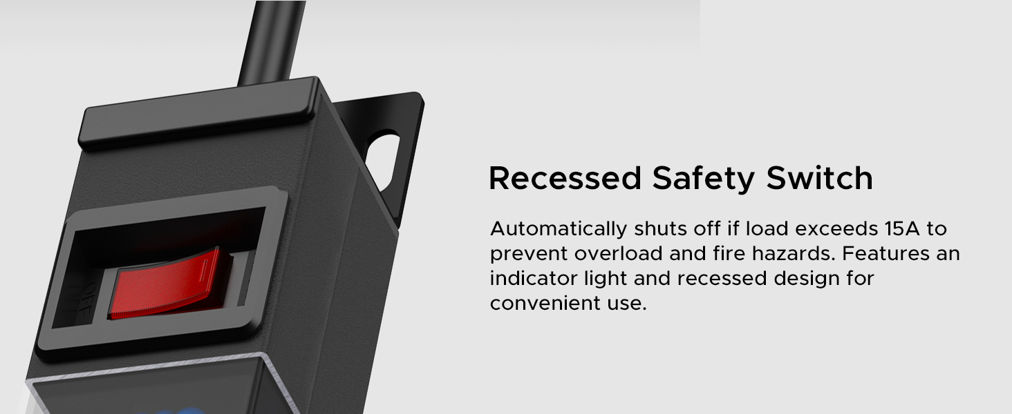 heavy duty power strip 15A over load protection circuit breaker