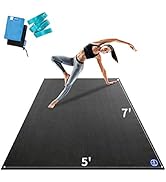 Premium Large Yoga Mat 7'x5'x9mm, Extra Thick Comfortable Barefoot Exercise Mat, Non-Slip, Eco-Fr...
