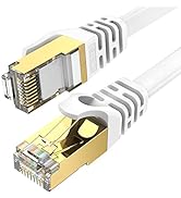 Ercielook Ethernet Cable 50 ft, CAT8 Standard High Speed Shielded Flat Internet Cable with Clips,...