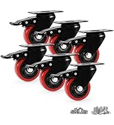Caster Wheels, Heavy Duty 3 Inch Casters Set of 6, Locking Swivel Casters Wheels for Cart, Furnit...