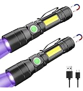 COSOOS 2 Pack UV Flashlight Black Lights, USB Rechargeable UV Light with 7 Modes, IPX 4 Waterproo...