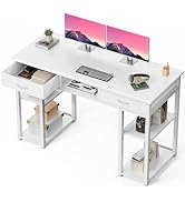 DUMOS 48" Small Computer Home Office Desk for Bedroom with Drawers, Gaming Writing Study Table wi...