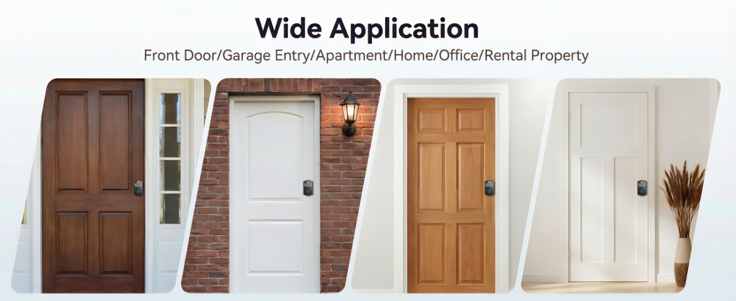 Wide application for front door garage entry apartment and rental property