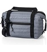 PICNIC TIME Midday Quilted Washable Insulated Lunch Bag, Expandable Stylish Soft Cooler Bag, Port...
