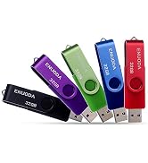 32GB Flash Drive 5 Pack ENUODA Thumb Drives 32GB Swivel Design USB 2.0 Memory Stick Jump Drive Pe...