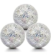 Vhxmaizxn Decoration Mosaic Glass Ball 3.35 Inch Orbs Centerpiece Crack Sphere Balls 3pcs Silver ...