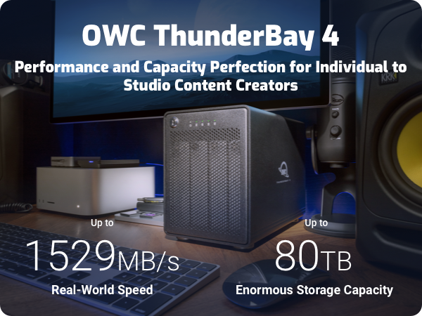 ThunderBay 4 Thunderbolt 3 RAID 2 4 5 10 SOFTRAID EXTERNAL STORAGE SOLUTION SSD HDD 2.5” 3.5”