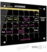Okydoky Glass Dry Erase Whiteboard,Monthly Calendar Whiteboard,12