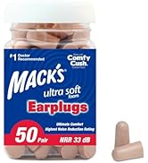 Mack's Ultra Soft Foam Earplugs, 50 Pair - 33dB Highest NRR, Comfortable Ear Plugs for Sleeping, ...