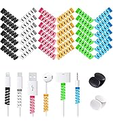 36 PCS Cable Protectors for iPhone iPad Charger End Cord Savers with 2 Desk Cable Clips, VIWIEU S...