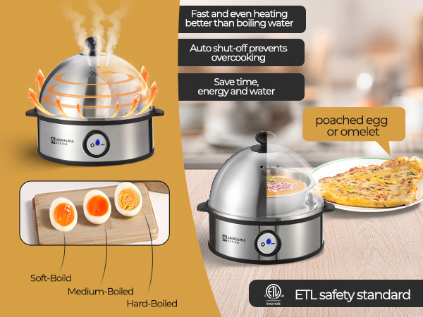 Fast and even heating better than boiling water Auto shut-off prevents overcooking.