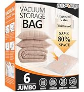 BAMCOO Vacuum Storage Bags 6 Jumbo Upgraded Vacuum Seal Bags for Clothing Bedding Blankets and Co...